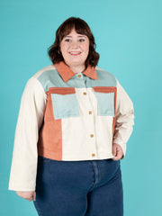 Colour block corduroy Sonny jacket sewing pattern