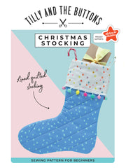 Easy Christmas stocking sewing pattern for beginners with lining, cuff, hanging loop