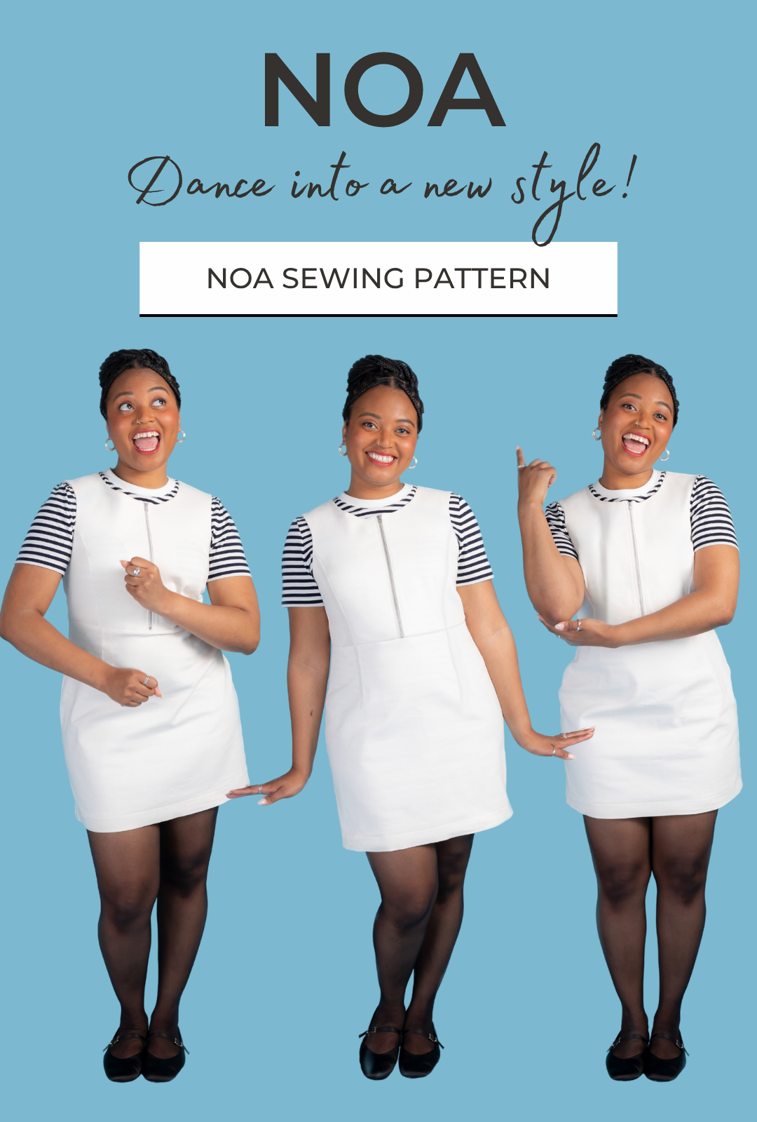 Noa zip front pinafore sewing pattern - Dance into a new style