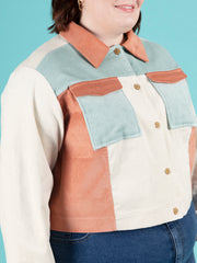 Colour block corduroy Sonny jacket sewing pattern