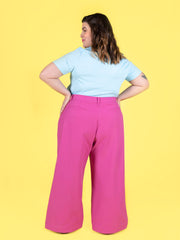 Thea wide leg trousers sewing pattern with welt pockets on the back legs - Tilly and the Buttons