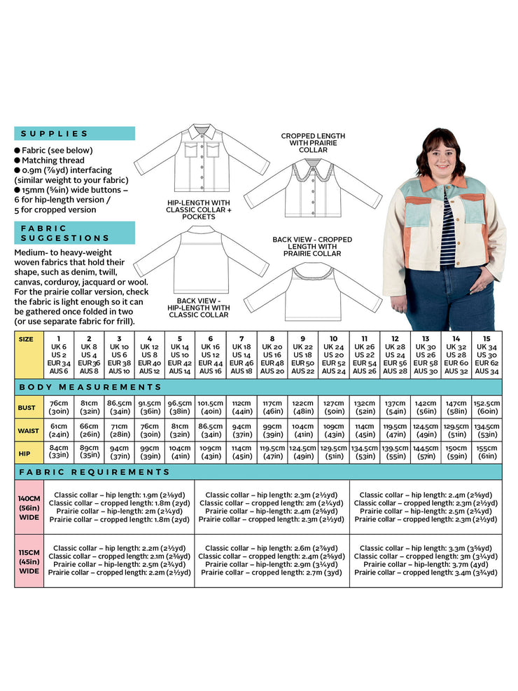 Back cover of Sonny jacket sewing pattern