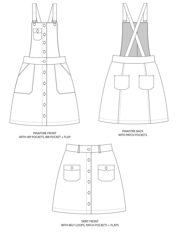 BOBBI SKIRT or PINAFORE PDF sewing pattern | Tilly and the Buttons
