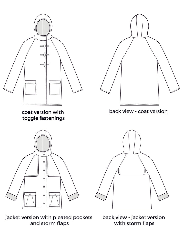 EDEN COAT or JACKET PDF sewing pattern | Tilly and the Buttons 019-hooded-raincoat-kids-toddler-flat-fashion-sketch-fashiondesign411
