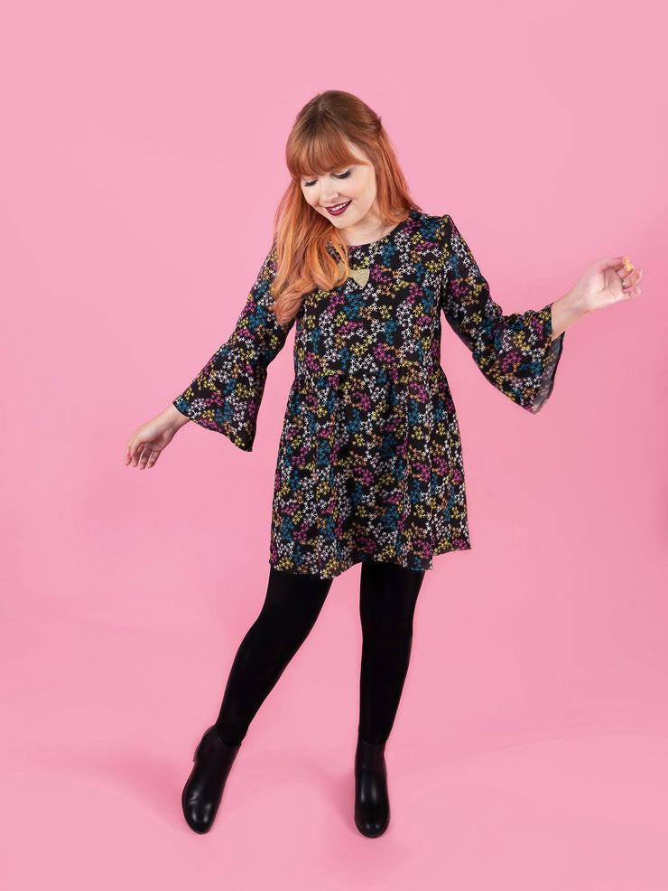 Indigo smock top or dress sewing pattern by Tilly and the Buttons