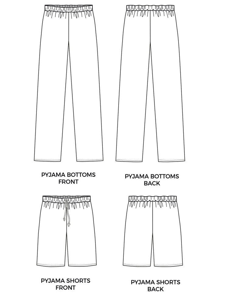 Joe PJ bottoms and shorts digital sewing pattern