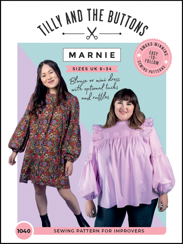 Tilly and the Buttons Marnie blouse and mini dress sewing pattern in sizes UK 6-34